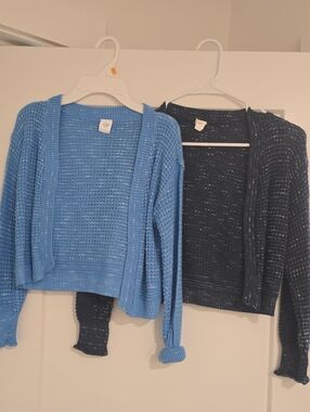 Light Blue Open-Knit Kid's Cardigan X2 Sweater Evsie- Maurices